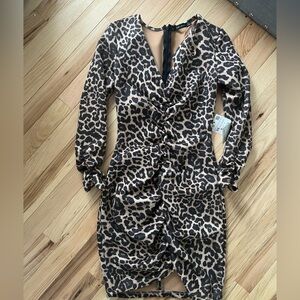 NWT Zara Animal Print Long Sleeve Dress